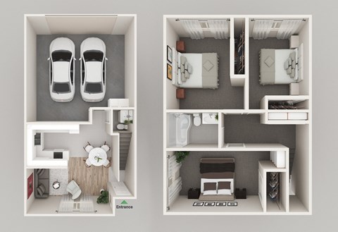 Floor plan for 3 beds, 1.5 baths, 1204 sqft